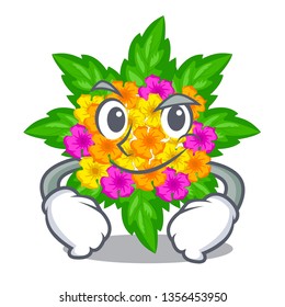 Smirking lantana flowers stick on cartoon stem
