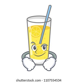Smirking lemonade character cartoon style
