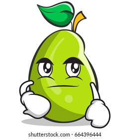 Smirking mango fruit character cartoon vector illustration