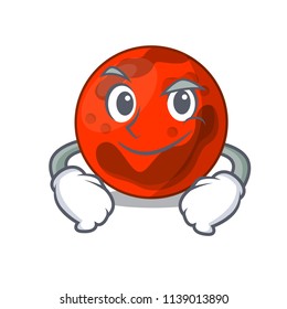 Smirking mars planet character cartoon