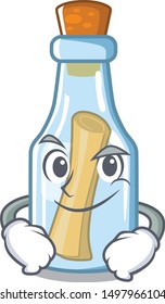 Smirking message in bottle on the cartoon