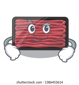 Smirking minced meat on a mascot plate