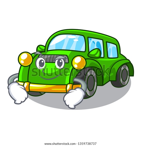 Smirking\
miniature classic car in shape\
characters