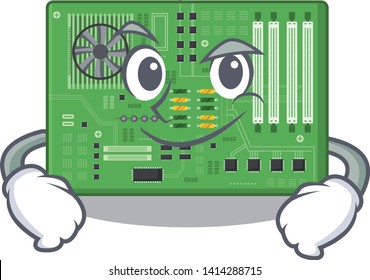 Smirking motherboard in the a cartoon shape