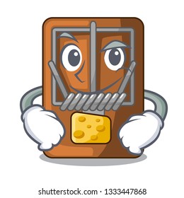 Smirking mousetrap in the shape mascot wood