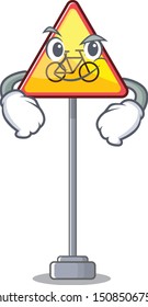 Smirking no cycling character shaped a mascot