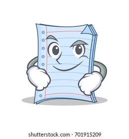 Smirking notebook character cartoon style