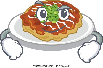Smirking okonomiyaki in the a mascot shape