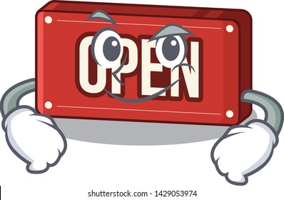 Smirking open sign isolated in the cartoon