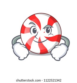 Smirking peppermint candy character cartoon