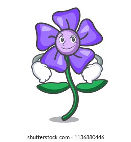 Smirking periwinkle flower character cartoon