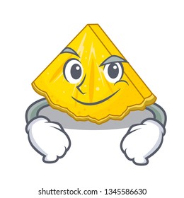 Smirking pineapple slice isolated in the mascot