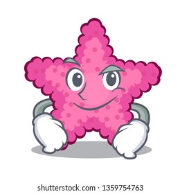 Smirking pink starfish in the cartoon shape