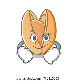 Smirking pistachio nut character cartoon