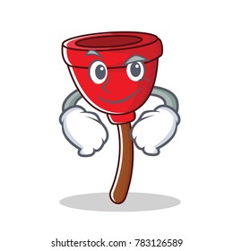 Smirking plunger character cartoon style
