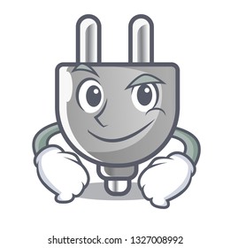 Smirking power plug in the character shape