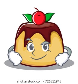 Smirking pudding character cartoon style