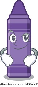 Smirking purple crayon in the cartoon shape