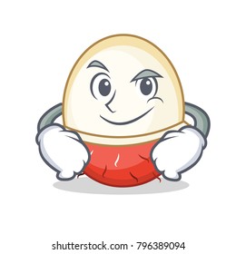 Smirking rambutan character cartoon style