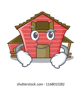 Smirking a red barn house character cartoon