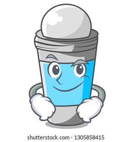 Smirking roll on deodorant in cartoon bottle