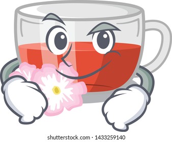 Smirking rosehip tea in a cartoon fridge