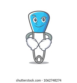 Smirking safety pin character cartoon