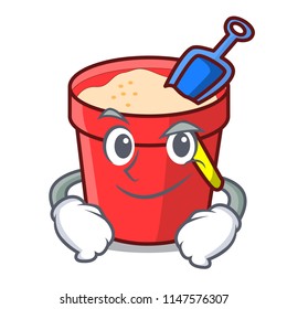 Smirking sand bucket character cartoon