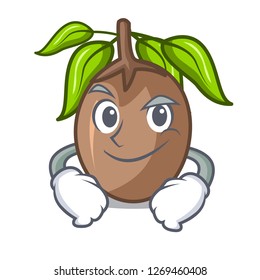 Smirking sapodilla fruit isolated on the mascot