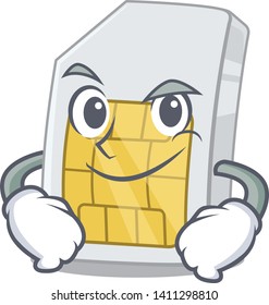 Smirking simcard in the a character shape