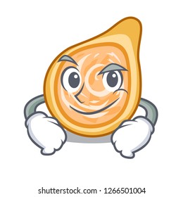 Smirking snacks coxinha on a character plates