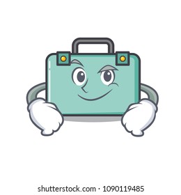 Smirking suitcase character cartoon style