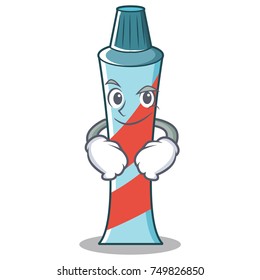 Smirking toothpaste character cartoon style