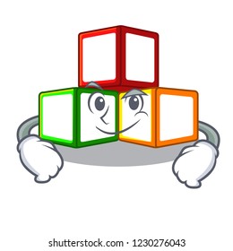 Smirking toy blocks cube blank cartoon wooden