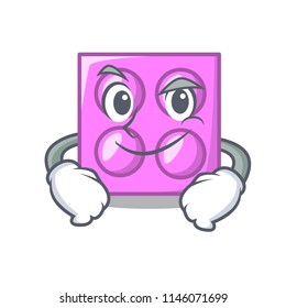 Smirking toy brick character cartoon