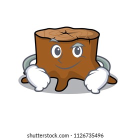 Smirking tree stump character cartoon