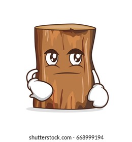 Smirking Tree Trunk Character Cartoon Vector Illustration