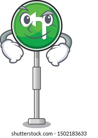 Smirking turn left cartoon on side mascot road