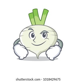 Smirking turnip character cartoon style