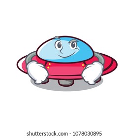 Smirking ufo character cartoon style
