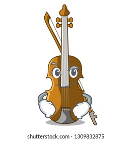 Smirking violin in the shape cartoon wood
