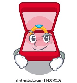 Smirking wedding ring box isolated with mascot