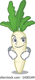 Smirking white radish isolated with the mascot