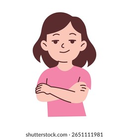 Smirking Woman With Crossed Arms Illustration