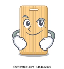Smirking wooden cutting board character cartoon