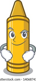 Smirking yellow crayon in the cartoon shape