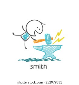 smith with an anvil and hammer illustration