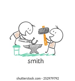 smith  forge a horseshoe illustration