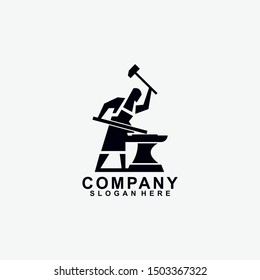 Smith Forge Logo Design. Modern Design. Flat Logo. Vector Illustration