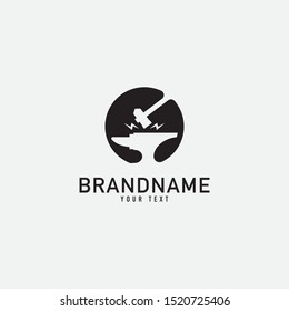 Smith and Hammer Logo Design. Forge Logo. Isolated in White Background. Modern Design. Vector Illustration